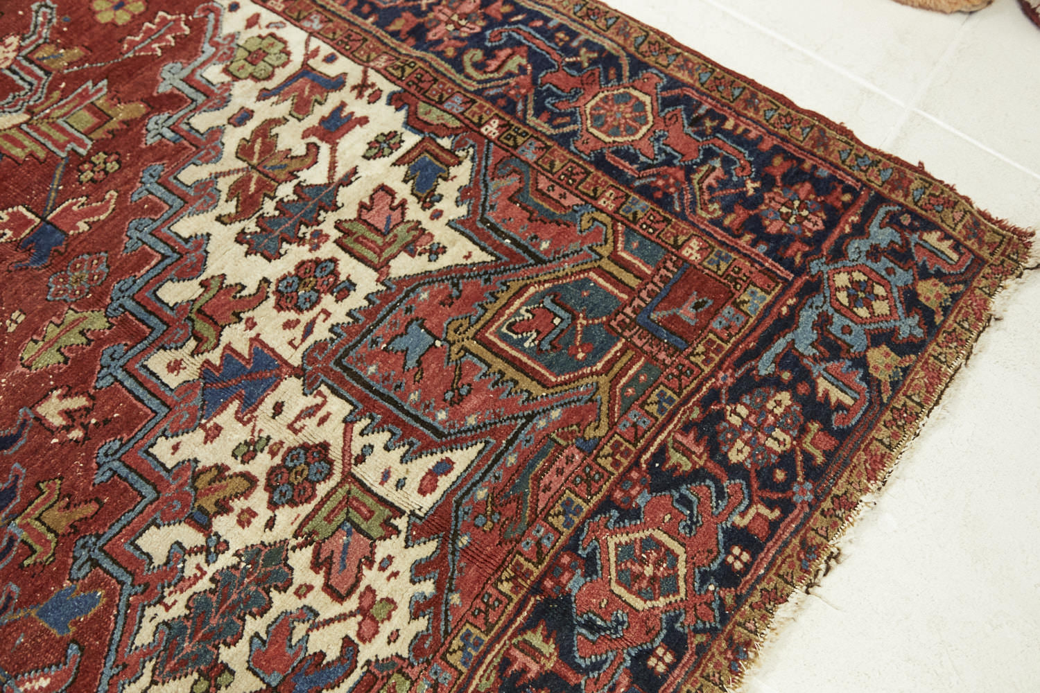 Red hand woven Heriz Persian Rug in excellent condition - Available from King Kennedy Rugs Los Angeles