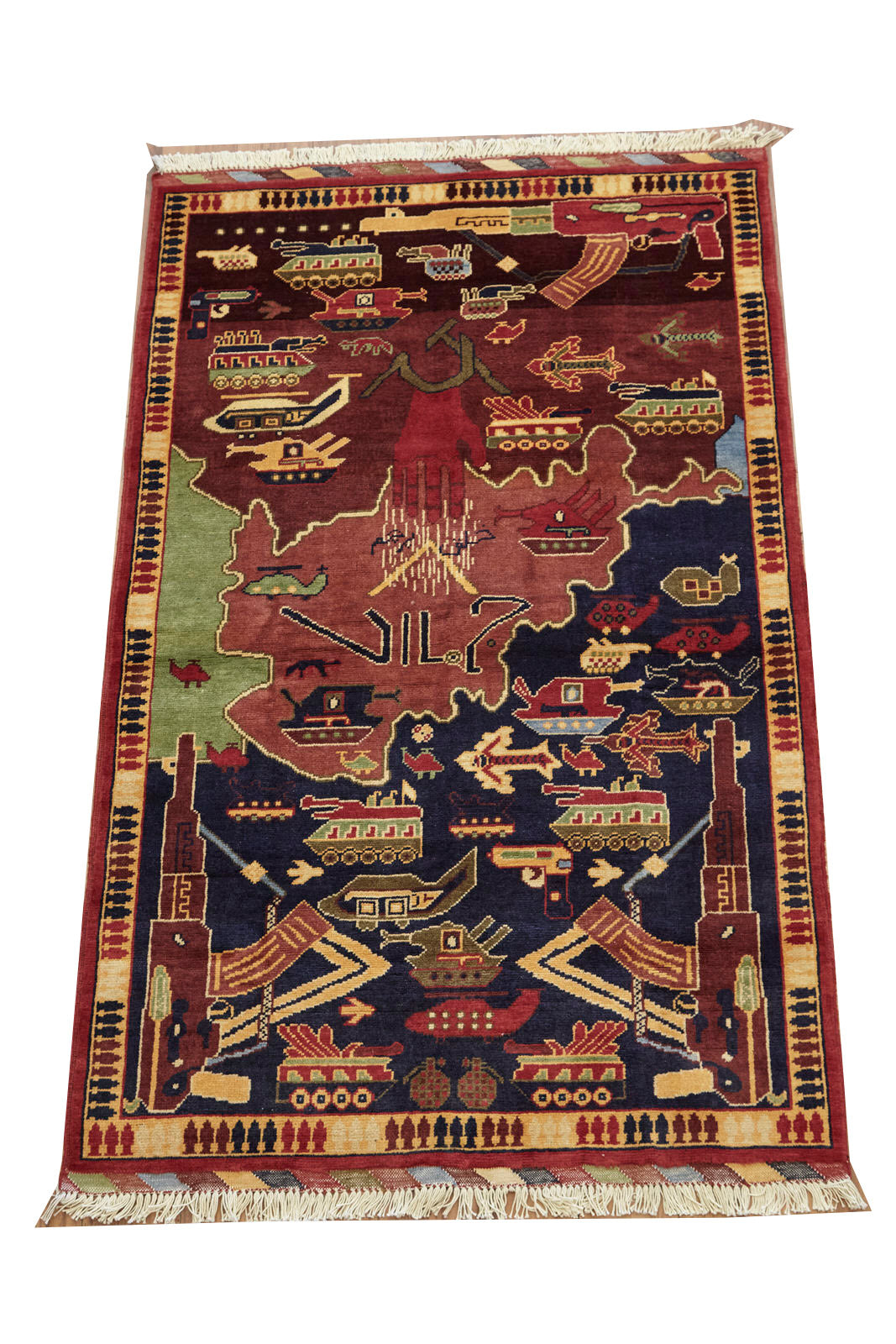 #1010 Pictorial Afghan War Rug – King Kennedy Rugs