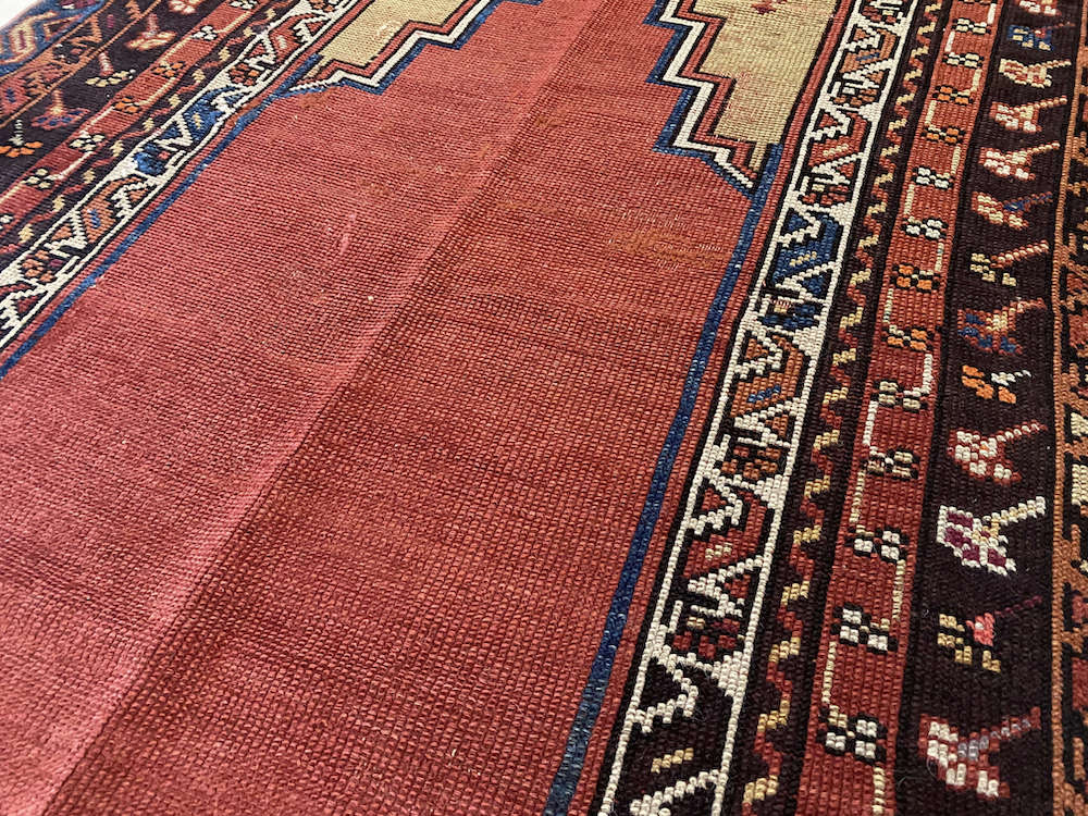 Hand woven earth tone Turkish Prayer Rug with Rust, gold, brown colors - King Kennedy Rugs Los Angeles 