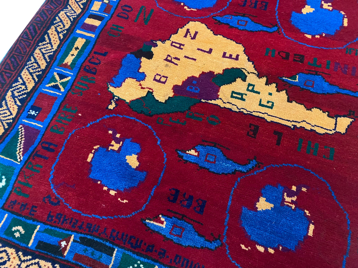 Afghan Map Rug #866 Afghan War Map Rug – King Kennedy Rugs