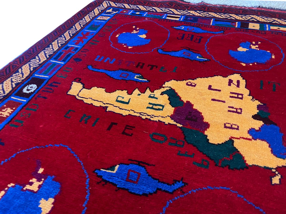 Afghan Map Rug #866 Afghan War Map Rug – King Kennedy Rugs