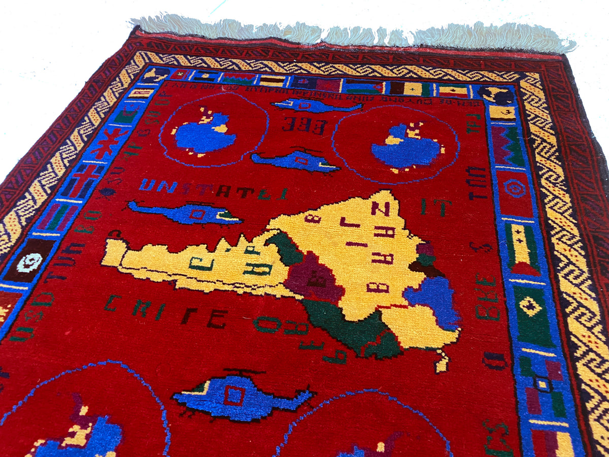 Afghan Map Rug #866 Afghan War Map Rug – King Kennedy Rugs
